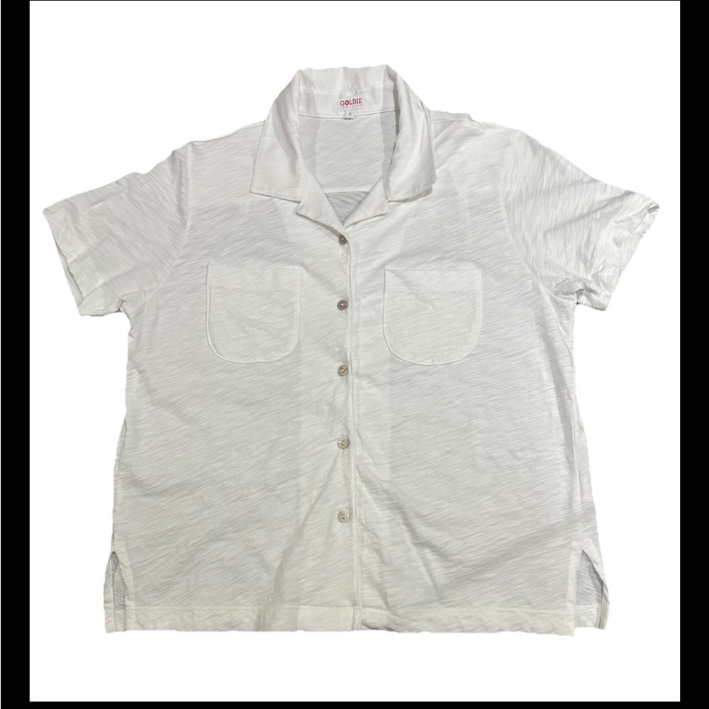 Goldie Lewinter Short Sleeve Button Up Women’s Shirt 100% Pima Cotton Top Small